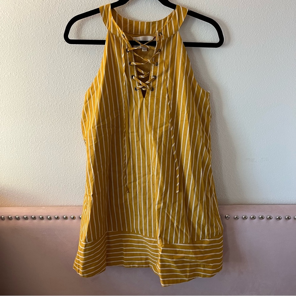 BRAND NEW Striped Mustard Mini Dress (XS/S)